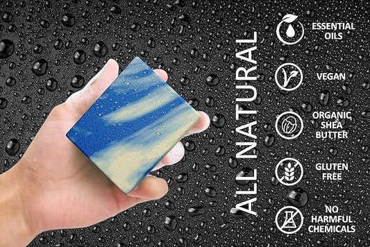 NATURAL AMERICAN Mens Organic Bar Soap, Masculine Scents, 100% Natural Soap for Men - Essential Oils, Organic Shea Butter Natural Body Soap, Natural Bar Soap for Men - SOLDIER Body Soap 5 oz (6pk)