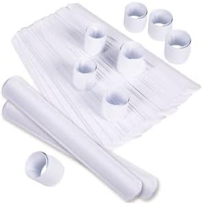 Giraffe Manufacturing 50 pcs White Slap Bracelets for Kids – Snap Wristbands for Birthday Goodie Bags, Classroom Prizes & Bulk Christmas Gifts Kids Stocking Stuffers - Party Favors for Kid