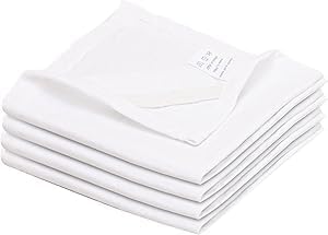 WHITEWRAP Flour Sack Towels| Tea Towel for Crafts| Kitchen Dish Cotton Blank Towel for Embroidery|Baking Bread Proofing Linen Cover| Thick Absorbent Quick Dry| 4 Pack 33"X38" White