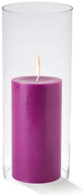 CYS EXCEL 2 PCS (H:14" D:4") Open Ended Glass Hurricane Candleholder Tube Shade | Multiple Size Choices Open Flame Candle Chimney Tube Cover | Bottomless Cylinder