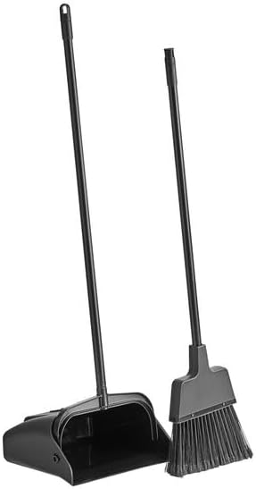 Commercial Lobby Dustpan and Broom Set, 12 Inch Pan, 30 Inch Handle, Black