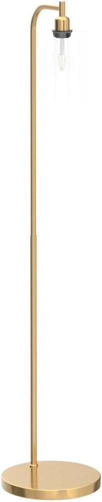 Industrial Floor Lamp with Hanging Glass Shade Brass Gold Farmhouse Indoor Pole Light with Edison E26 Base Vintage Rustic Standing Tall Lighting for Living Room Bedroom Office(ST64 Bulb Included)