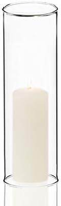 CYS EXCEL 2 PCS (H:9.5" D:4") Open Ended Glass Hurricane Candleholder Tube Shade | Multiple Size Choices Open Flame Candle Chimney Tube Cover | Bottomless Cylinder