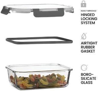 KITCHEN SHOPPE 24-Piece Glass Food Storage Containers with Hinged Lock Lids | Airtight Containers for Meal Prep, Lunch or Leftovers | Oven/Freezer & Dishwasher Safe | Glass Tupperware Set