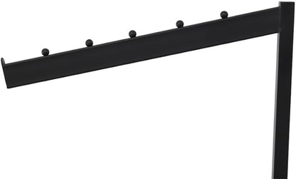 Clothing Rack - Heavy Duty 4 Way Adjustable Clothing Rack with Slanted Arms, Retail Clothing Rack Display With 2 Straight Arms and 2 Slanted Arms Perfect for Clothing Store Display (Black)