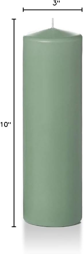 yummi 3" x 10" Sage Round Pillar Candles - 3 per Pack