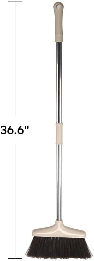 FGY Broom and Dustpan Set Stand Up Broom and Dust Pan Combo for Dog Cat Pets Home Use (Brown)