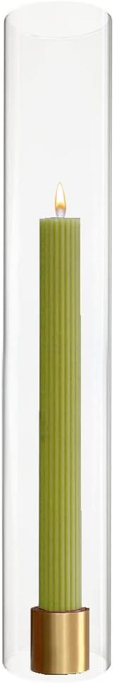 CYS EXCEL D-2" H-13.75" Glass Open Ended Hurricane Candleholder Bottomless Cylinder Sleeve Clear Chimney Shade Tube Cover, 1 Piece