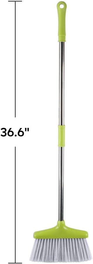 FGY Broom and Dustpan Set Stand Up Broom and Dust Pan Combo for Dog Cat Pets Home Use (Green)