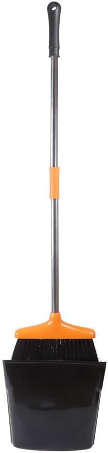 FGY Broom and Dustpan Set Stand Up Broom and Dust Pan Combo for Dog Cat Pets Home Use (Black)