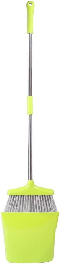 FGY Broom and Dustpan Set Stand Up Broom and Dust Pan Combo for Dog Cat Pets Home Use (Green)