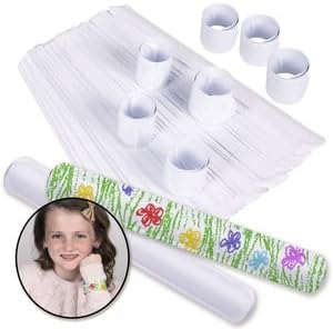 Giraffe Manufacturing 50 pcs White Slap Bracelets for Kids – Snap Wristbands for Birthday Goodie Bags, Classroom Prizes & Bulk Christmas Gifts Kids Stocking Stuffers - Party Favors for Kid