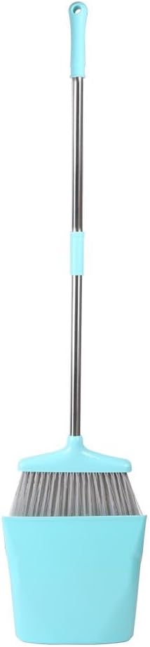 FGY Broom and Dustpan Set Stand Up Broom and Dust Pan Combo for Dog Cat Pets Home Use (Blue)