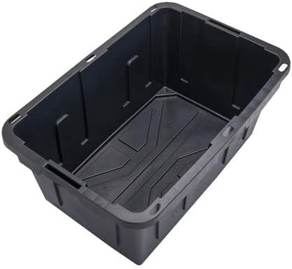 CX BLACK & YELLOW, 27-Gallon Heavy Duty Tough Storage Container & Snap-Tight Lid, Black and Grey, (14.3H x 20.6W x 30.6D), Weather-Resistant Design and Stackable Organization Tote [4 Pack]
