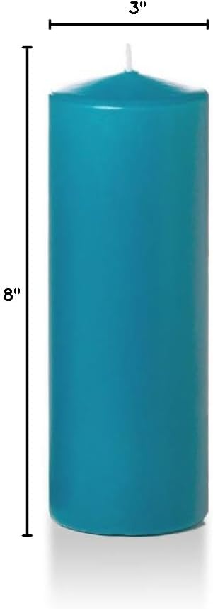yummi 3" x 8" Turquoise Round Pillar Candles - 3 per Pack