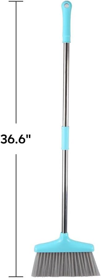 FGY Broom and Dustpan Set Stand Up Broom and Dust Pan Combo for Dog Cat Pets Home Use (Blue)