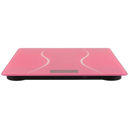 Rechargeable Digital Bathroom Scale for Body Weight High Accuracy Household Weight Scale with Sleek Design for Family Use in Bathroom Bedroom Pink Accent