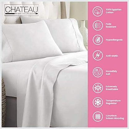 100% Egyptian Cotton Sheets Split King Size Sheets Set with Fully Elasticated Fitted Sheet & Pillowcase Sets, 800 TC Hotel Collection No Pill Soft Breathable Luxury White Bedding