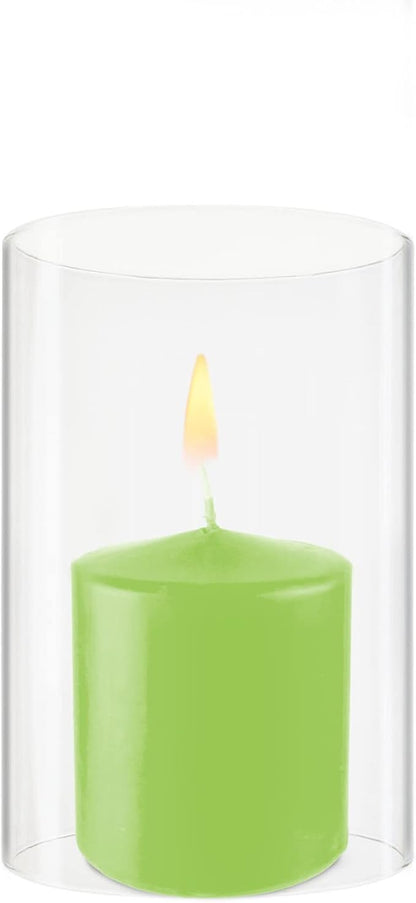 CYS EXCEL 6 PCS (H:6" D:4") Open Ended Clear Glass Hurricane Candleholder Tube Lamp Shade Open Flame Candlestick Holder Chimney Tube Cover Bottomless Cylinder