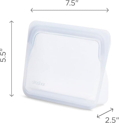 Stasher Premium Silicone Reusable Food Storage Stand-Up Mini Bag, Green, Microwave, Sous Vide, Dishwasher, Oven and Freezer Safe, BPA Free, Leak-free, Eco-friendly, 28 Oz