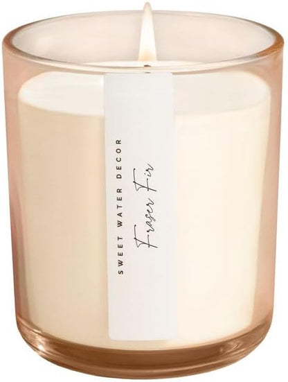 Sweet Water Decor Fraser Fir Candle - Evergreen, Fir, Cedar, and Cypress Winter Holiday Scented Soy Christmas Candles for Home - 12oz Sandstone Jar, 50+ Hour Burn Time, Made in The USA