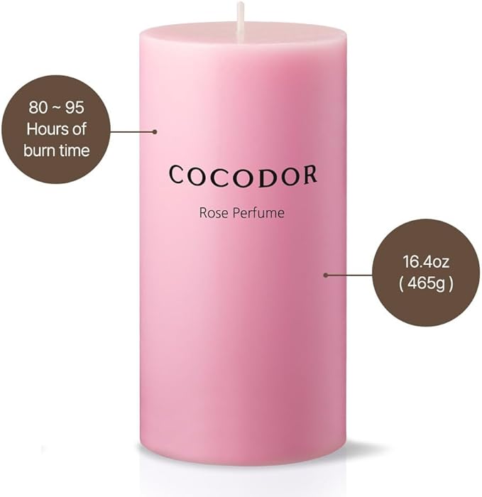 COCODOR Scented Pillar Candles, 3x6 Inch, French Lavender, Candle Set of 3, Long Buring 85 Hours, Candles for Weddings, Party, Dinner, Home Decor.