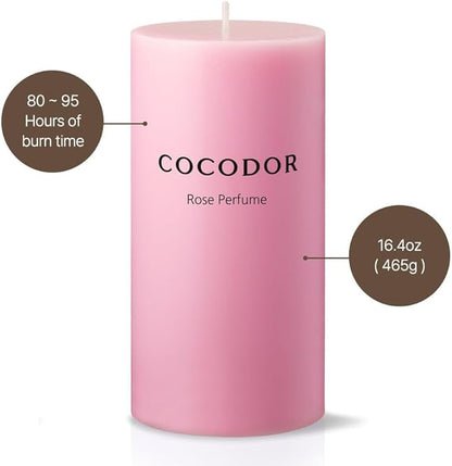 COCODOR Scented Pillar Candles, 3x6 Inch, French Lavender, Candle Set of 3, Long Buring 85 Hours, Candles for Weddings, Party, Dinner, Home Decor.