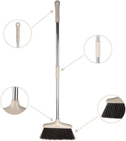 FGY Broom and Dustpan Set Stand Up Broom and Dust Pan Combo for Dog Cat Pets Home Use (Brown)