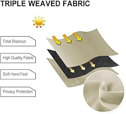 DWCN Blackout Curtain for Bedroom, Room Darkening Thermal Insulated & Light Blocking Window Drapes for Living Room/Kids Room, W42 x L54 Inch Length, Set of 2, Light Beige
