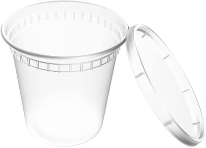 EDI [24 OZ, 50 Sets] Plastic Deli Food Storage Containers with Airtight Lids | Microwave-, Freezer-, Dishwasher-Safe | BPA Free | Heavy-Duty | Meal Prep | Leakproof | Recyclable