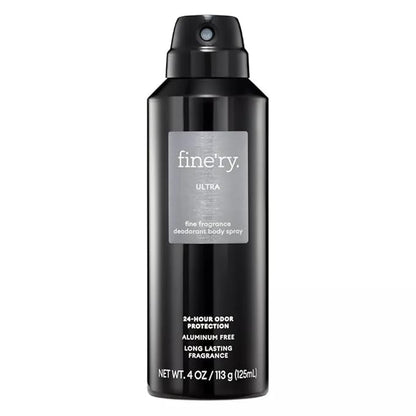 Finery Ultra MEN'S DEODORANT SPRAY | Fine Fragrance - Deodorant Body Spray | 24 HOURS ODOR PROTECTION | 4oz