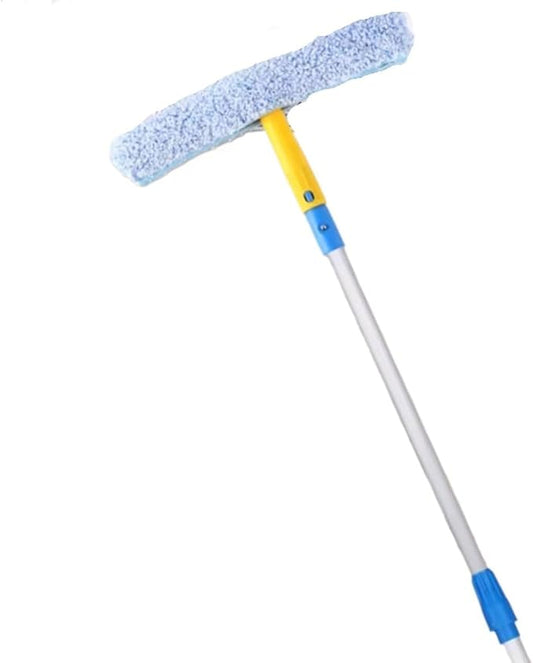 Extendable Telescopic Window Cleaning Pole - 21ft Stainless Steel Squeegee with Microfiber Scrubber(1.2-3.5m)