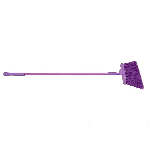 SPARTA 41083EC68 Plastic Color Coded Broom, Unflagged Bristles, Long Broom With Angled Head For Small Debris Cleaning, 56 Inches, Purple, (Pack of 12)