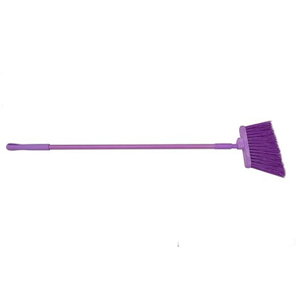 SPARTA 41083EC68 Plastic Color Coded Broom, Unflagged Bristles, Long Broom With Angled Head For Small Debris Cleaning, 56 Inches, Purple, (Pack of 12)