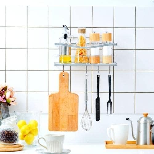 Displays By Jack Shower Caddy Organizer Apartment Essentials, Home Bathroom with Hooks for Hanging Razor and Soap, Shampoo Conditioner Holder, Adhesive Mounted No Drilling Bathroom Rack, Rustproof