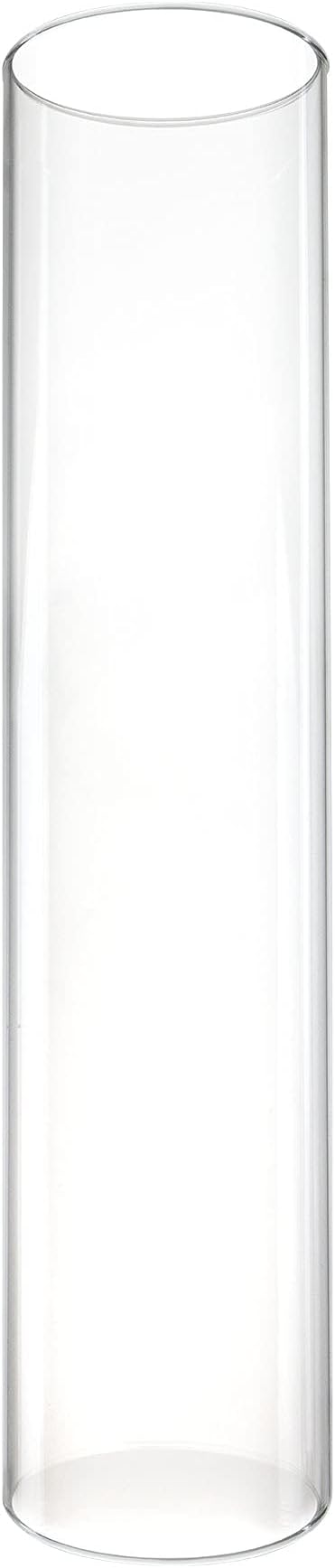 CYS EXCEL D-4.75" H-18 Glass Open Ended Hurricane Candleholder Bottomless Cylinder Sleeve Clear Chimney Shade Tube Cover, 1 Piece