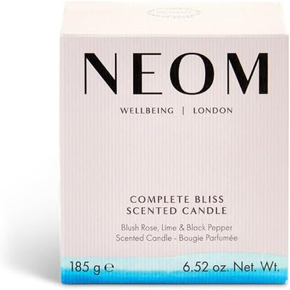 NEOM- Complete Bliss Scented Candle, 1 Wick | Blush Rose, Lime & Black Pepper | Essential Oil Aromatherapy Candle | Scent to De-Stress