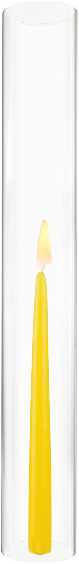 CYS EXCEL D-2.5" H-18 Glass Open Ended Hurricane Candleholder Bottomless Cylinder Sleeve Clear Chimney Shade Tube Cover, 1 Piece