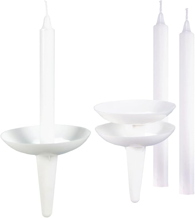 Concordia Supply Plastic Holder Candle Drip Protectors - 5.75" x 1/2" Candles w/Easy to Hold White Plastic Holders - Ideal for Candle Light, Memorial, & Congregational Services - Set of 250