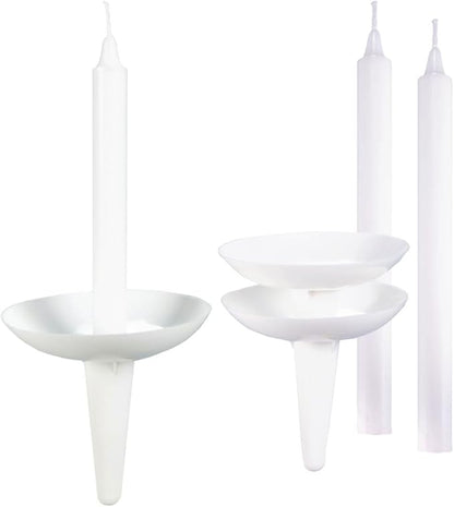 Concordia Supply Plastic Holder Candle Drip Protectors - 5.75" x 1/2" Candles w/Easy to Hold White Plastic Holders - Ideal for Candle Light, Memorial, & Congregational Services - Set of 250