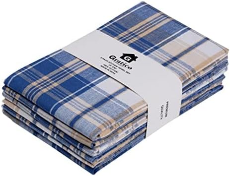 [20"x30", 6 Pack] Premium Kitchen Towels and Dishcloths Sets, Cotton Dish Towels for Kitchen Navy/Beige Dish Cloths for Washing Dishes, Hand Towels for Kitchen, Tea Towels & Bar Mops forKitchen