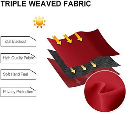 DWCN Red Curtains for Bedroom, Blackout Drapes 63 Inch Length for Living Room, Thermal Room Darkening Window Treatments - 42W x 63L Inch, 2 Panles