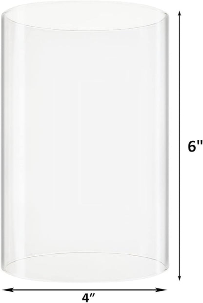 CYS EXCEL D-4" H-6" Glass Open Ended Hurricane Candleholder Bottomless Cylinder Sleeve Clear Chimney Shade Tube Cover, 1 Piece
