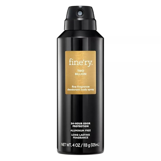 Finery Two Billion MEN'S DEODORANT SPRAY | Fine Fragrance - Deodorant Body Spray | 24 HOURS ODOR PROTECTION | 4oz