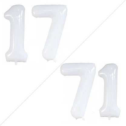 GOER Number 17 Balloons for 17th Birthday Sweet 17 Party Decorations,42 Inch Jumbo Foil Helium 71 Balloons for 71st Birthday Party Decoration (White)