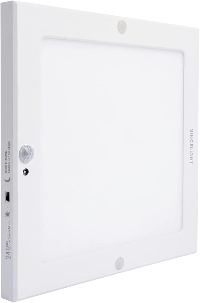 SINCELIGHT PIR Motion Sensor 18W LED Ceiling Light (Square), Automatically ON/Off, Movement Activated, Dual Mode Turnable, Cool White 6000K, Surface/Flush Mount for Hallway,Porch, Pack of 1