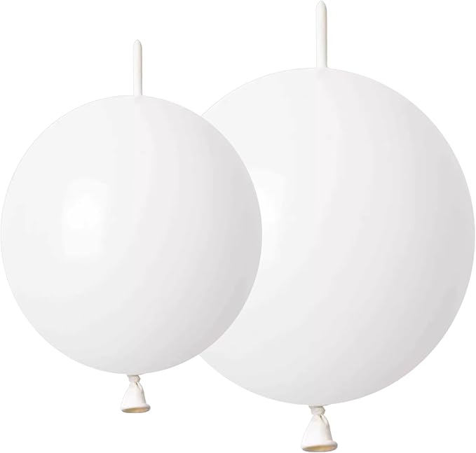 White Link Balloons 6 Inch 12 Inch 120 Pcs Latex Linking Balloons for Birthday Wedding Party Festival Decorations