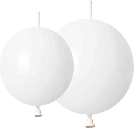 White Link Balloons 6 Inch 12 Inch 120 Pcs Latex Linking Balloons for Birthday Wedding Party Festival Decorations