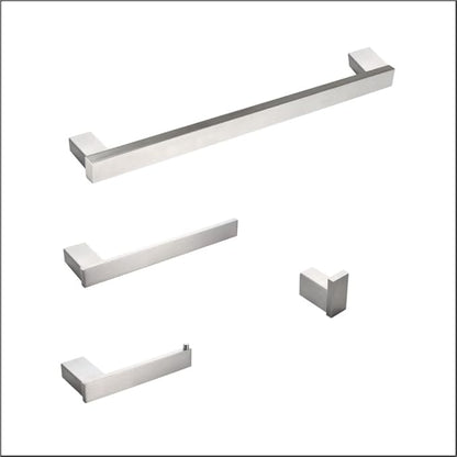 SOFTINOX Bathroom Accessories Set, 4 Piece Brushed Stainless Steel Bathroom Hardware Set, SUS 304, Wall Mounted Towel Bar Kit