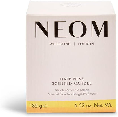 NEOM- Happiness 1 Wick Candle | Neroli, Mimosa & Lemon | Essential Oil Aromatherapy Candle